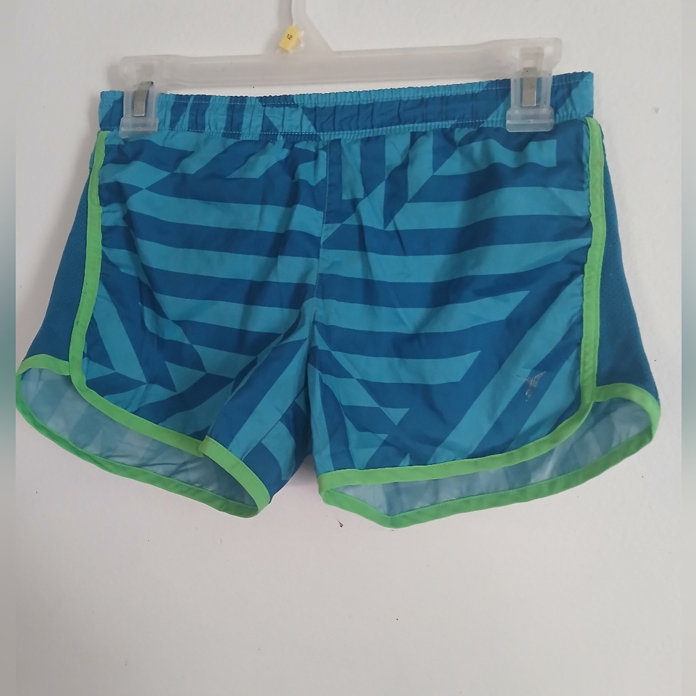 Blue and Green Striped Athletic Shorts 0282)